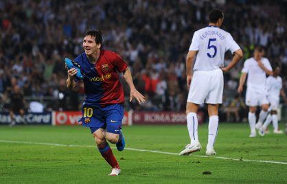 Messi playing for Barcelona